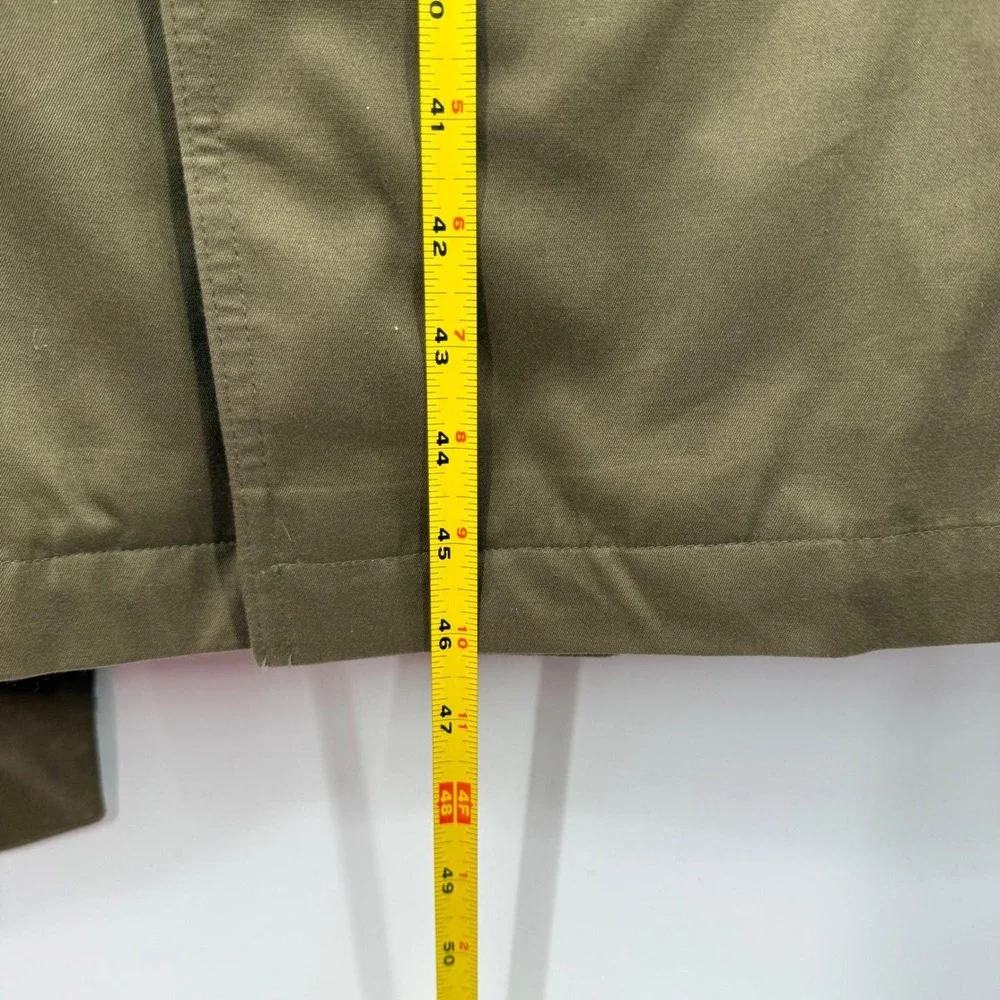 Vintage Olive Green Trench Coat Plaid Lined Sz Mens 42 L Heritage Prep Military